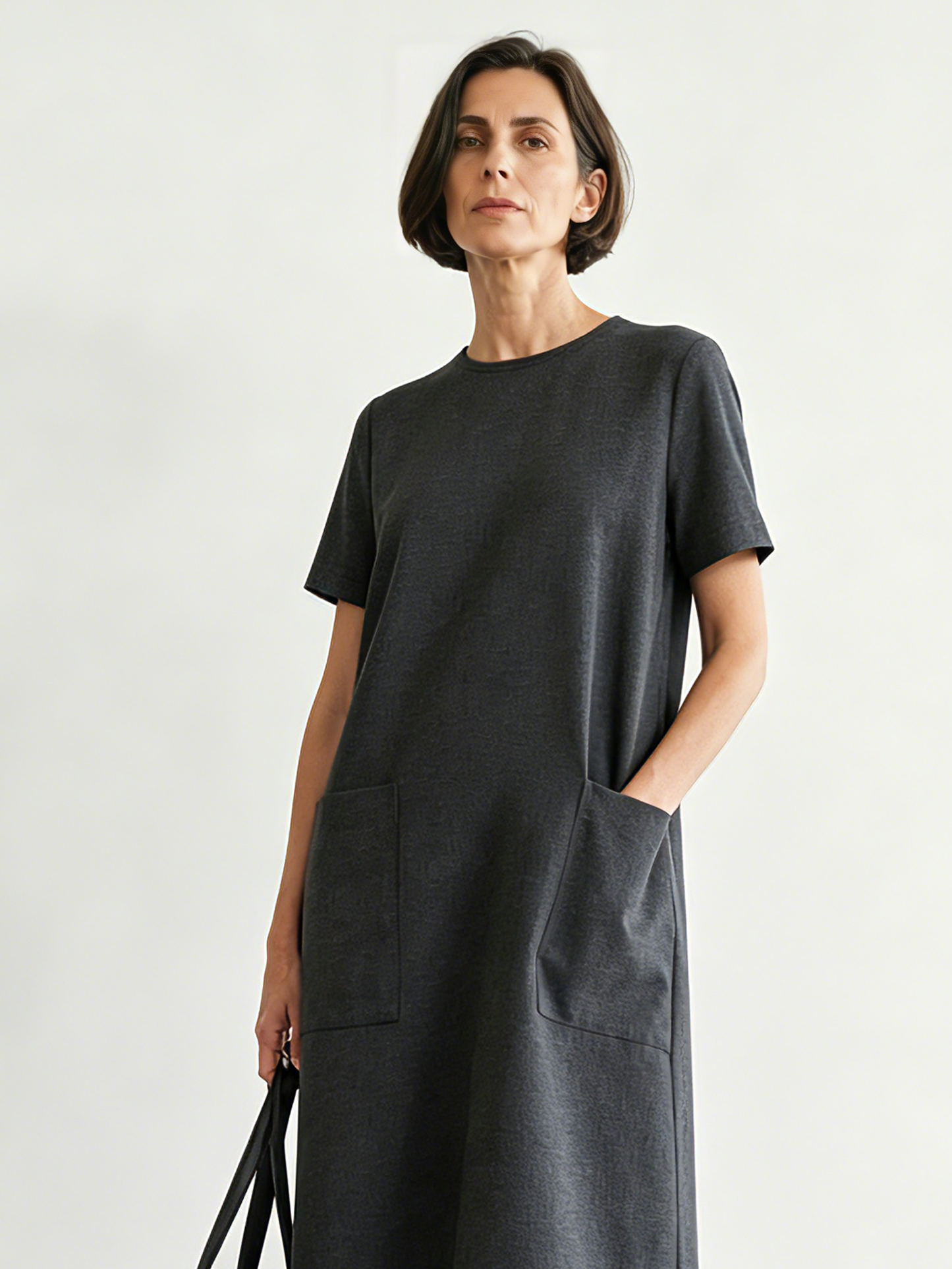 Women's Minimalist Color-Block Striped Short-Sleeve Maxi Dress MDZ3052F9WY
