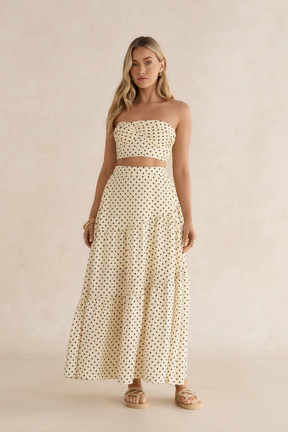 Shimmering Sands Polka Dot Maxi Skirt Yellow
