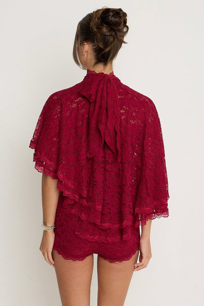 Carmen Lace Top | Burgundy