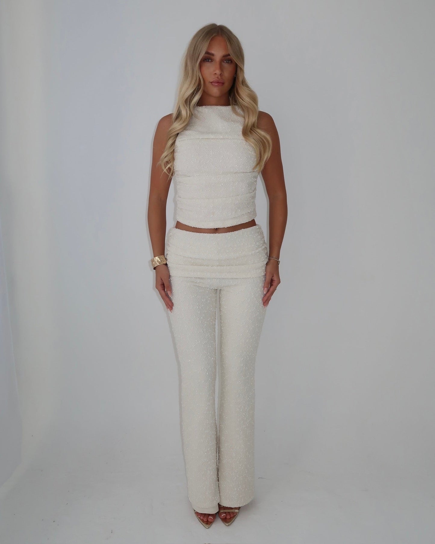 Wide Leg Trousers | Cream
