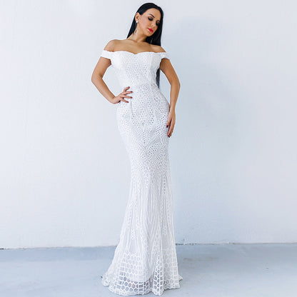 Dress Sequined Tube Top Mopping Banquet Party Evening Dress Fishtail Dress Prom Formal Gown