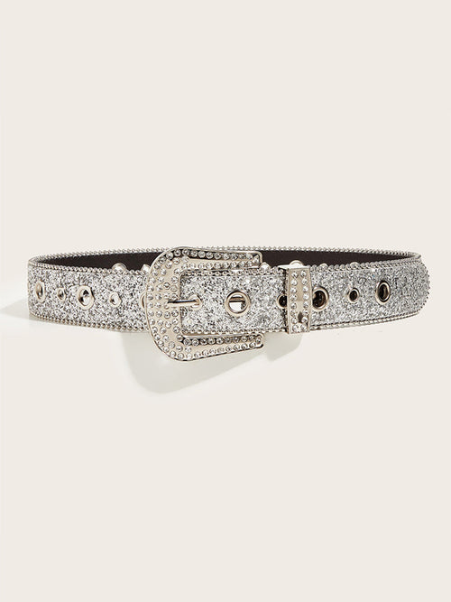 Women's Glamorous Rhinestone - Embellished Buckle Belt MDA1645H3I