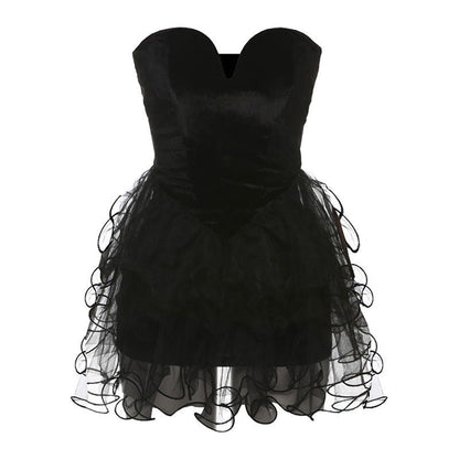 Elegant Backless Dress puffy dress Slim Tube Top Dress