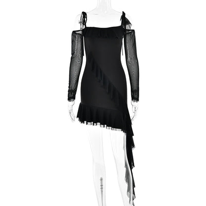 off Neck Strap Tube Top Backless Sheath Fishtail Dress