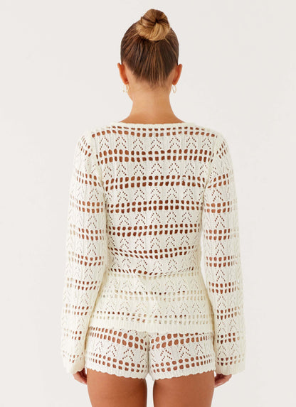 Baylock Crochet Shorts - White