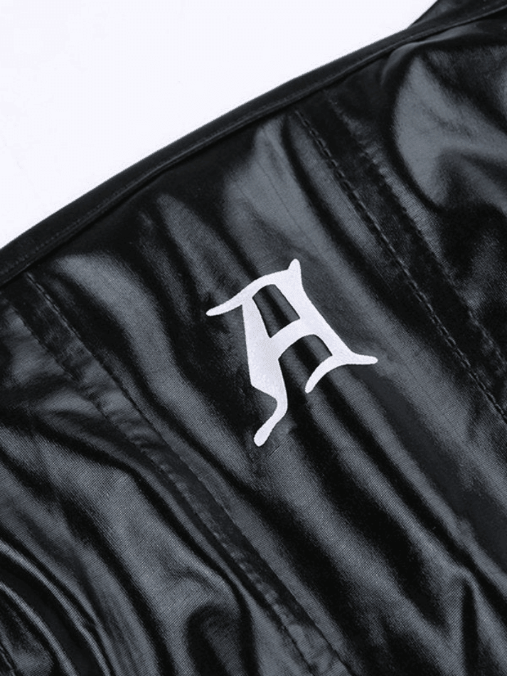 Black Pu Leather Cropped Tank Top