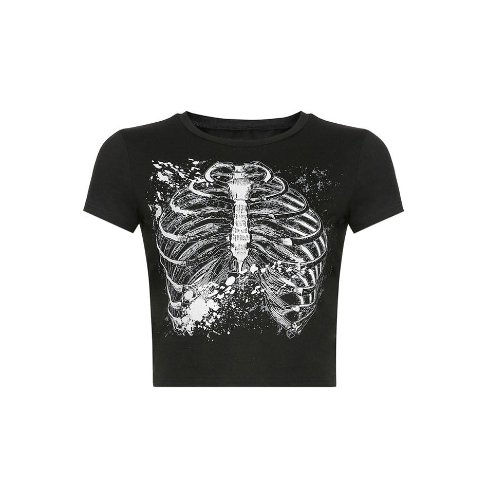 Black Skeleton Crop Top