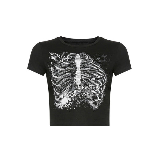 Black Skeleton Crop Top
