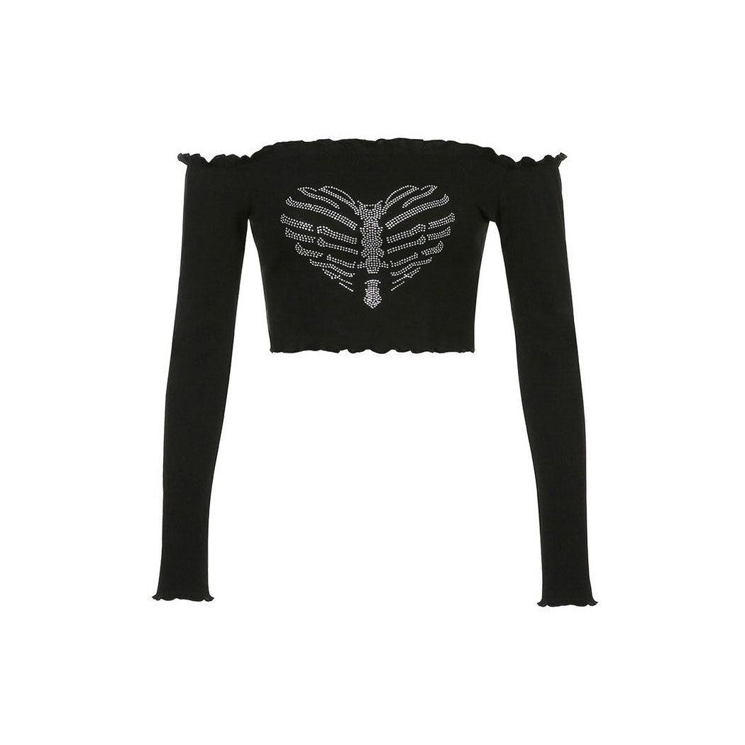 Bones Rhinestone Bardot Top