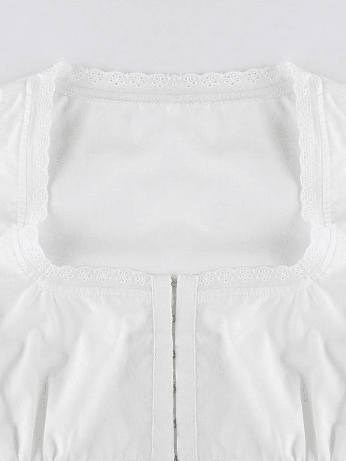Embroidery Lace Trim Crop Tank Top