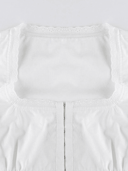 Embroidery Lace Trim Crop Tank Top