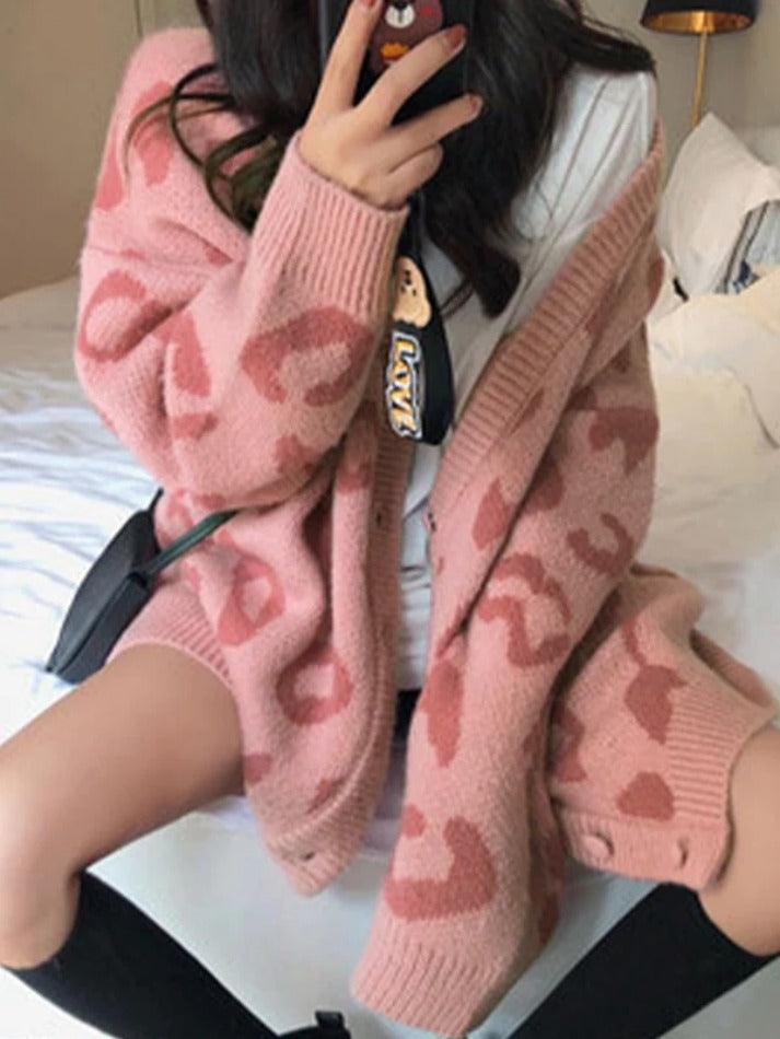 Leopard print loose cardigan