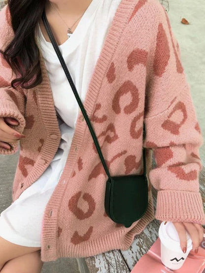 Leopard print loose cardigan