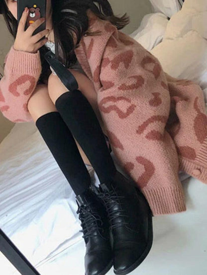 Leopard print loose cardigan