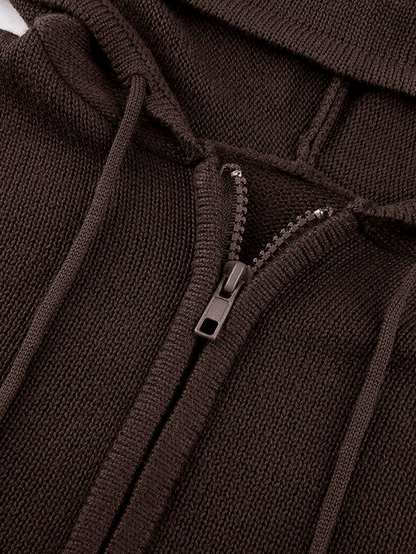 Hooded crop knit cardigan