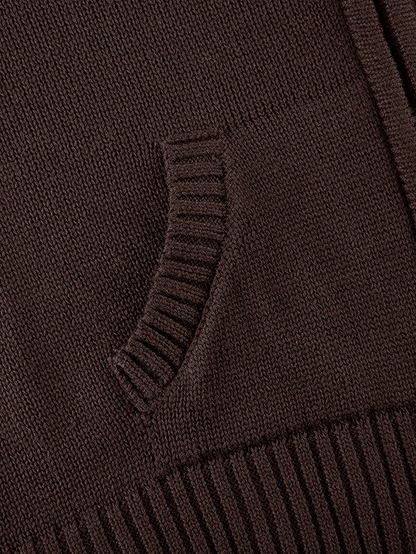 Hooded crop knit cardigan