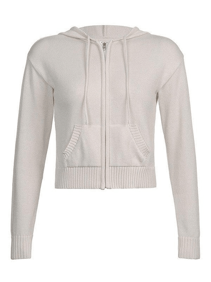 Hooded crop knit cardigan