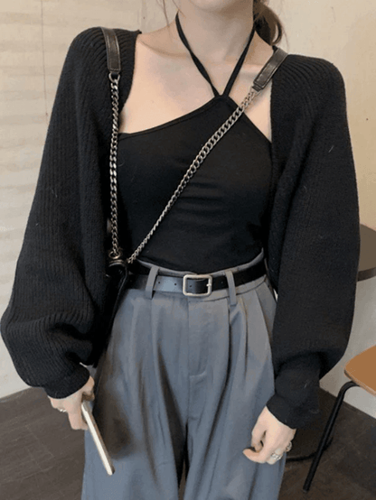 Open front bolero knit cardigan