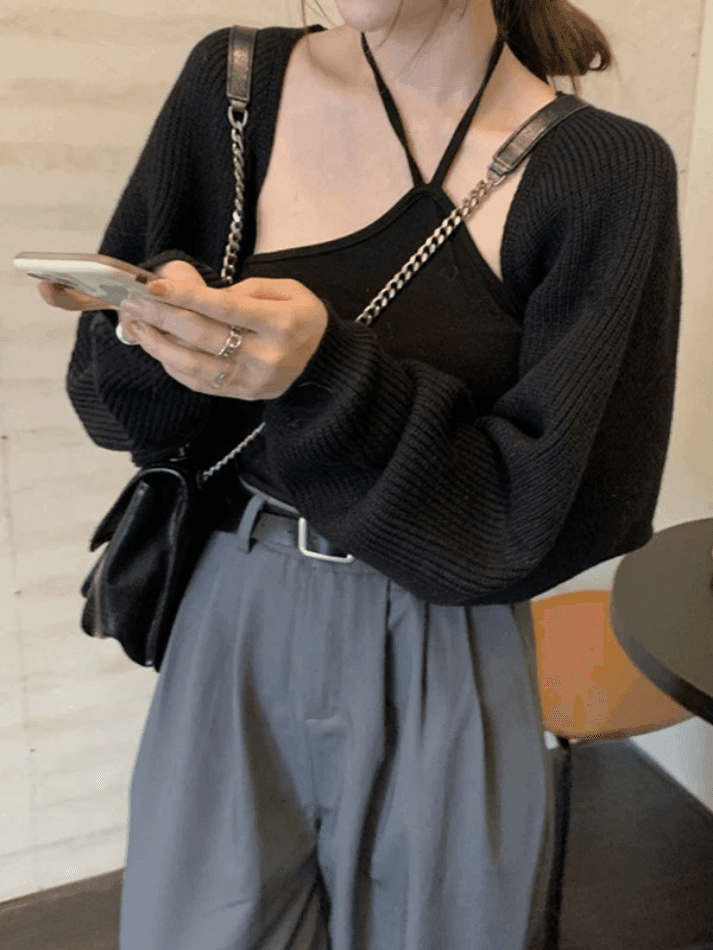 Open front bolero knit cardigan