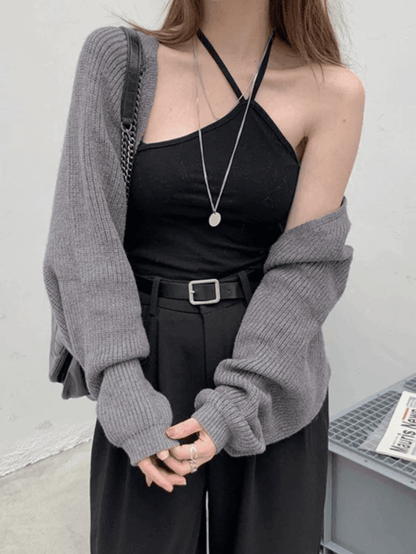 Open front bolero knit cardigan