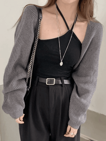 Open front bolero knit cardigan