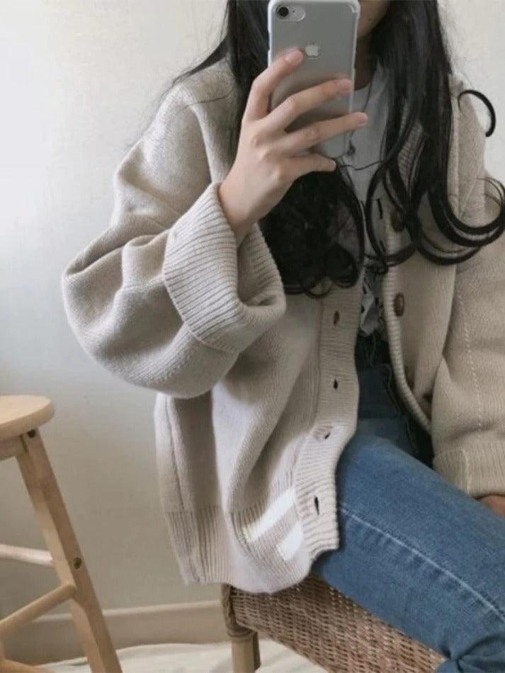 Button down striped knit cardigan