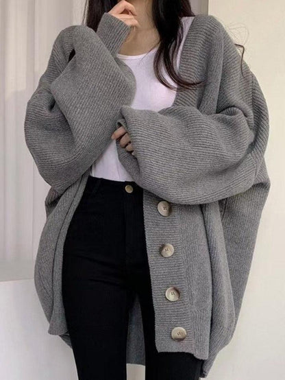 Knitted button down long cardigan