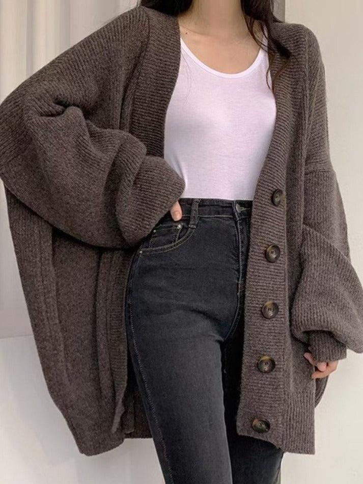 Knitted button down long cardigan