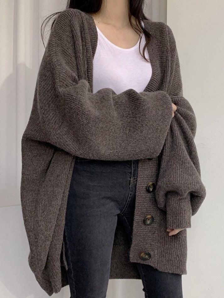 Knitted button down long cardigan
