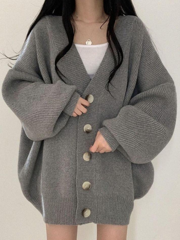 Knitted button down long cardigan