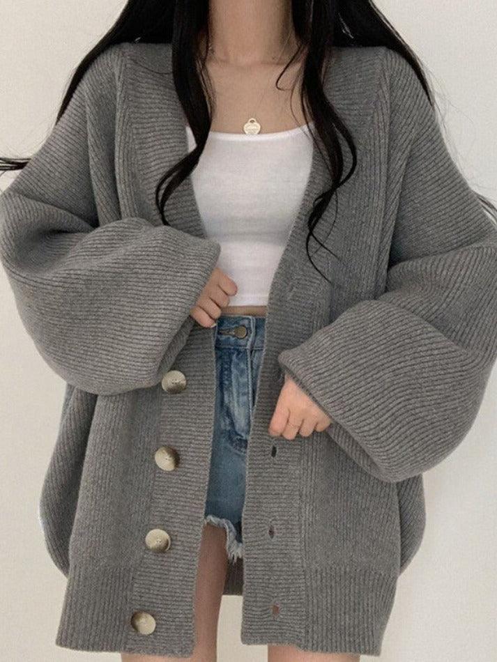 Knitted button down long cardigan