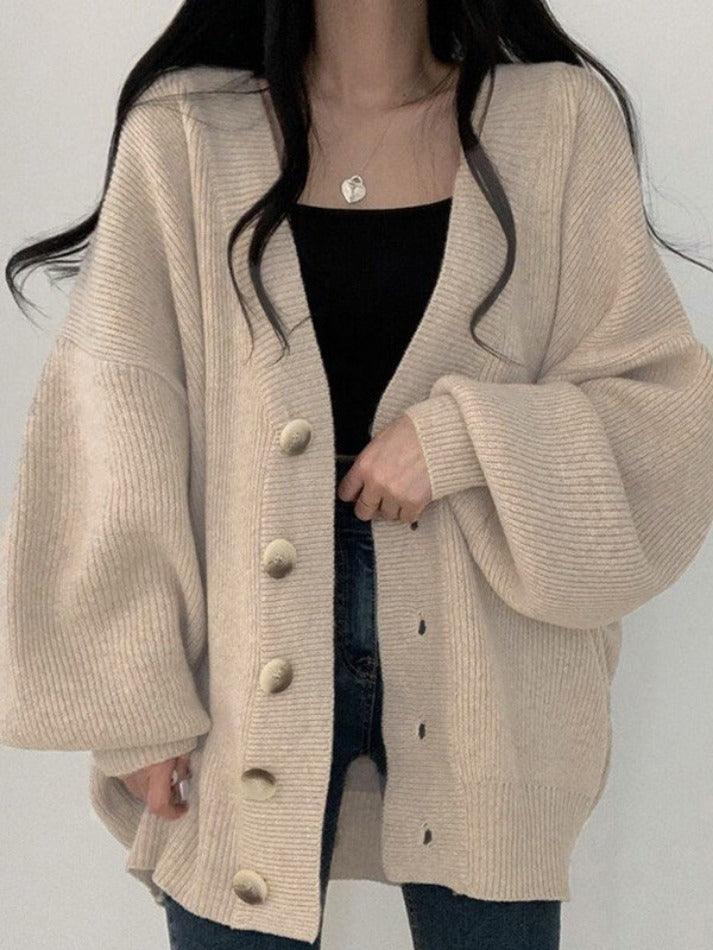 Knitted button down long cardigan