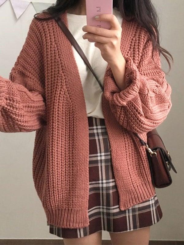 Open front cable knit cardigan