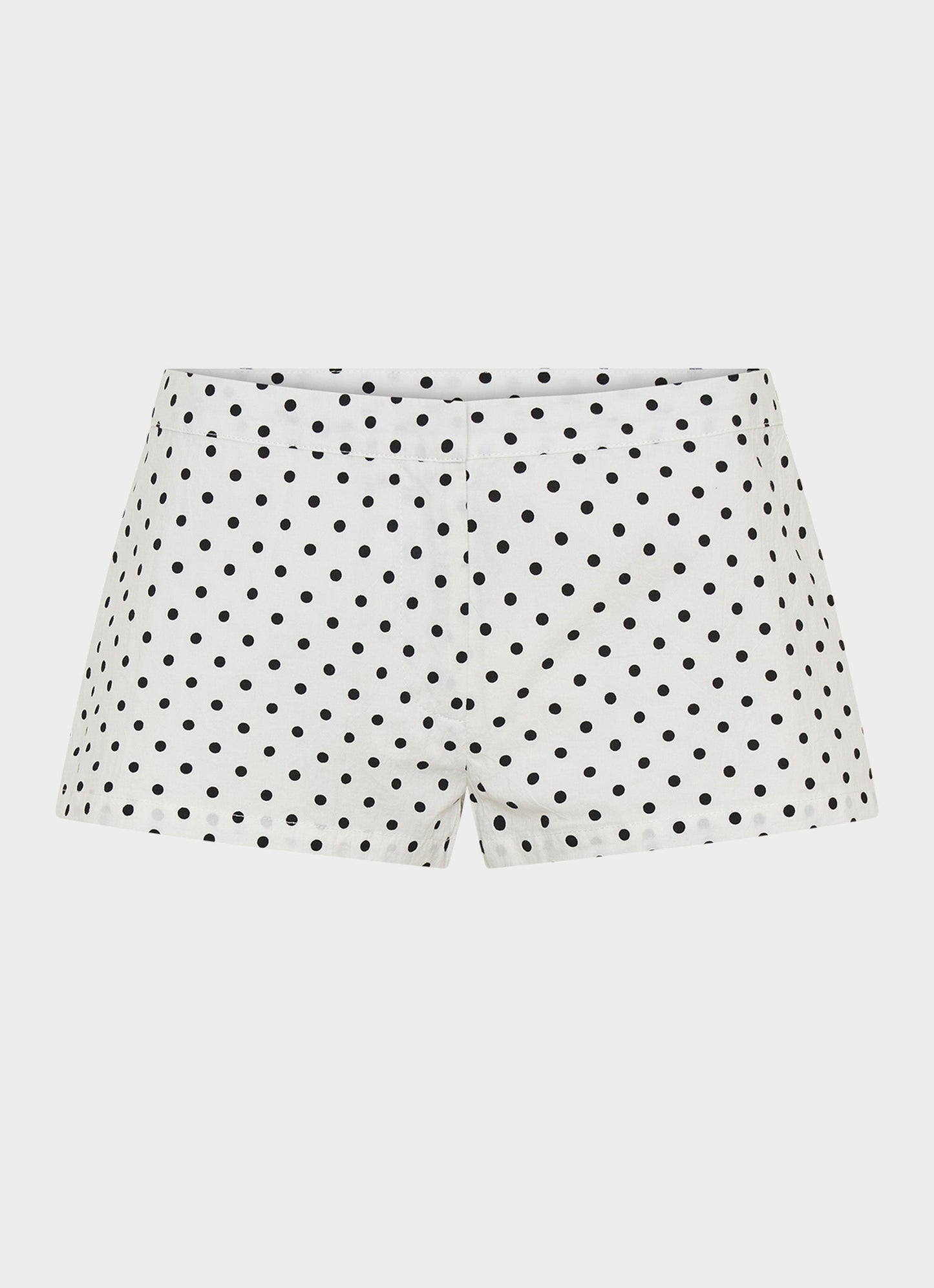 Coastline Cotton Micro Mini Shorts - White Polka Dot