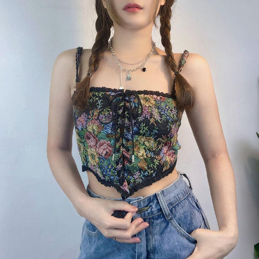 Cottagecore Lace Detailed Corset Top