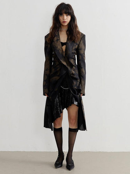Dark Floral Asymmetric Blazer