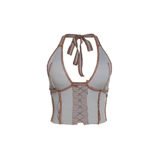Don t Try It Lace-Up Halter Top