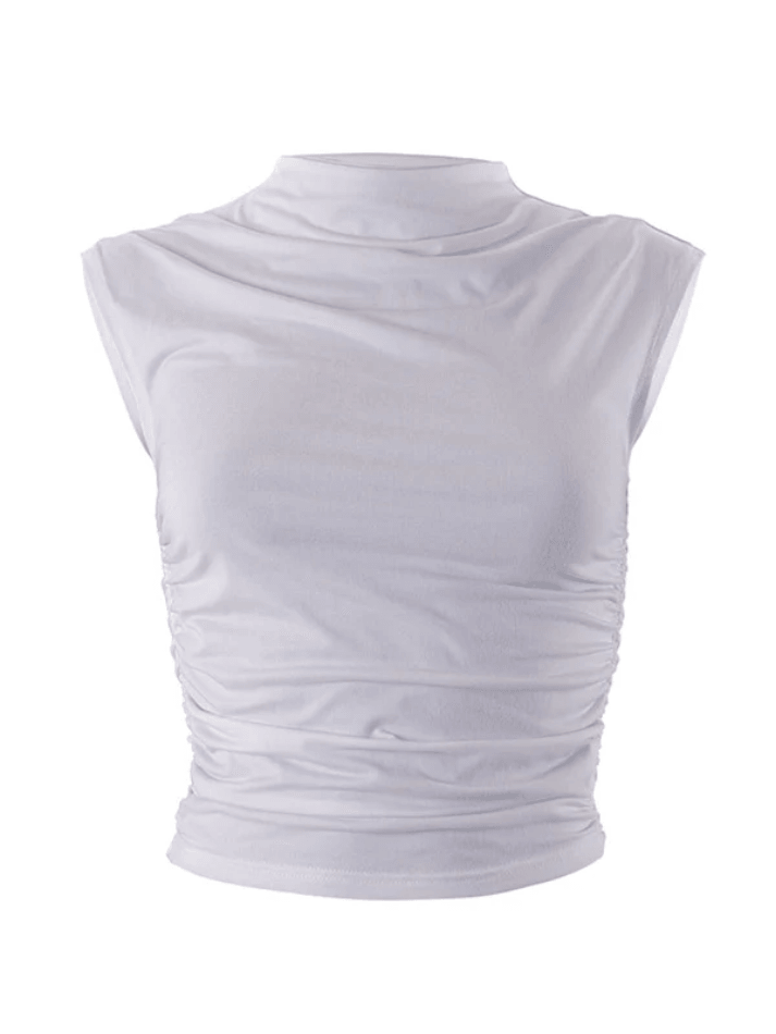 Gathered Navel Casual Cropped Tank Top