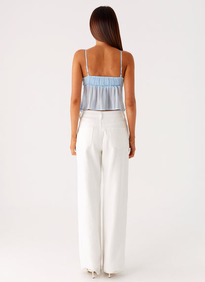 Glynne Frill Top - Baby Blue