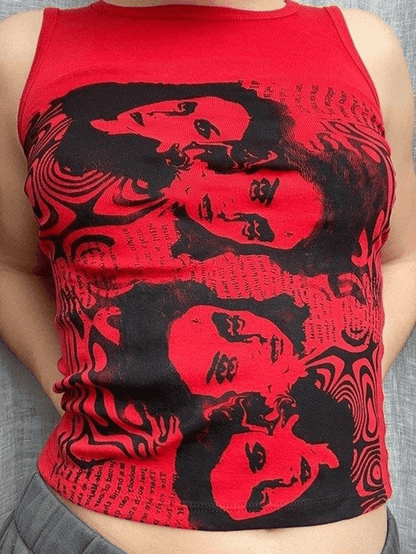 Gothic Screen Print Crop Tank Top