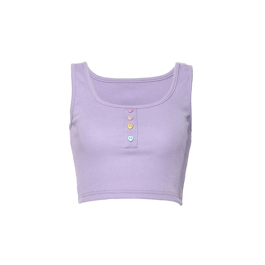 Heart Button Ribbed Top