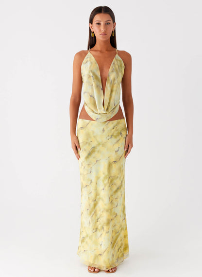 Kylo Cowl Top - Yellow Tie Dye
