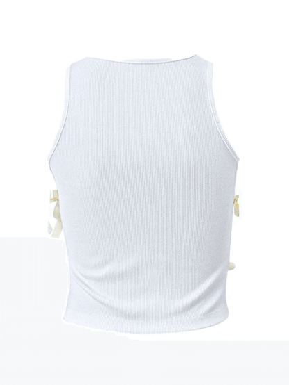 Lace Up Ribbed Cropped Tank Top