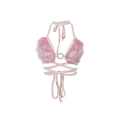 Light Pink Fuzzy Bra Top