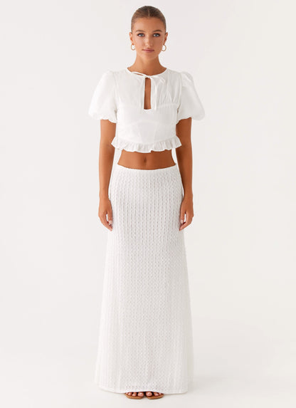 Megan Balloon Sleeve Top - White