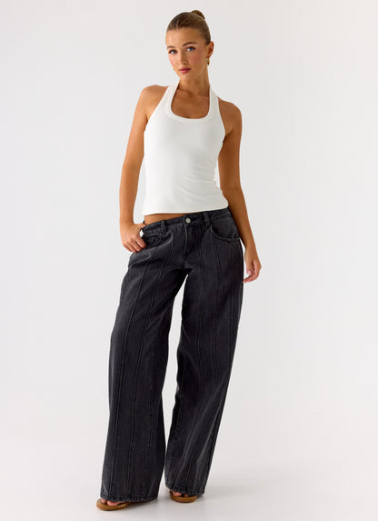 Nauton Ribbed Halter Top - White