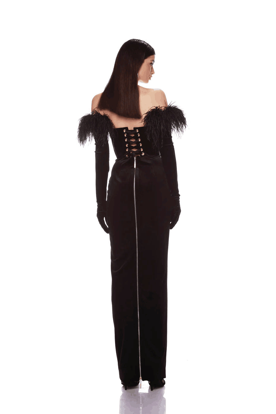 Dress Feather Tube Top Bandage Long Dress