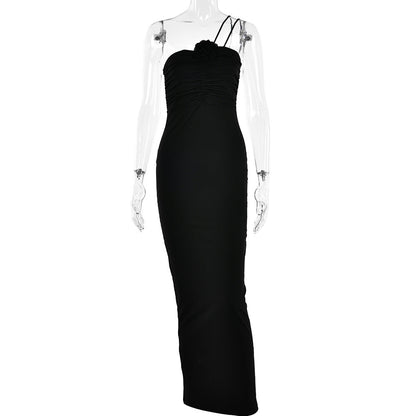 Halter Tube Top Dress Backless Waist Trimming Maxi Dress