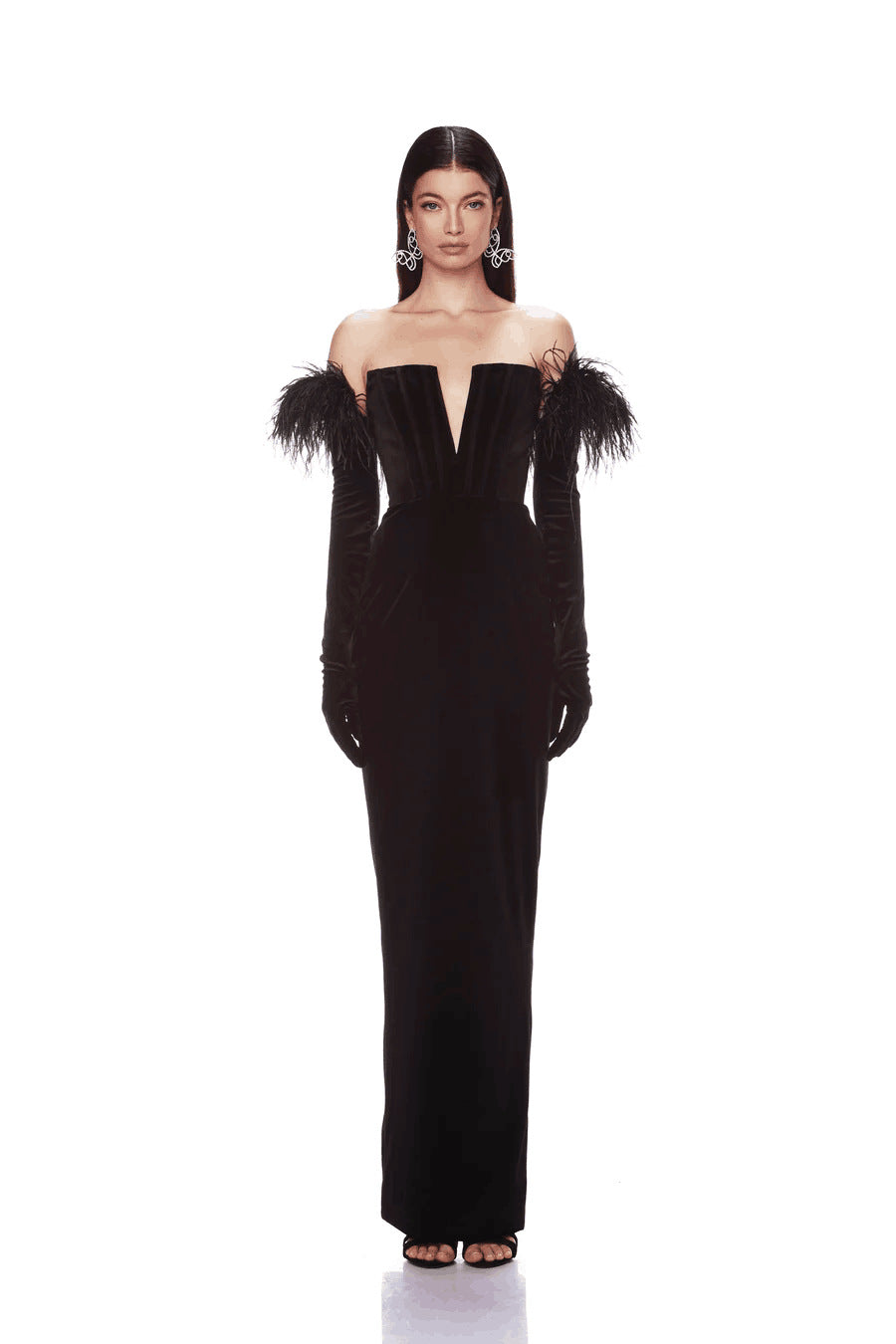 Dress Feather Tube Top Bandage Long Dress