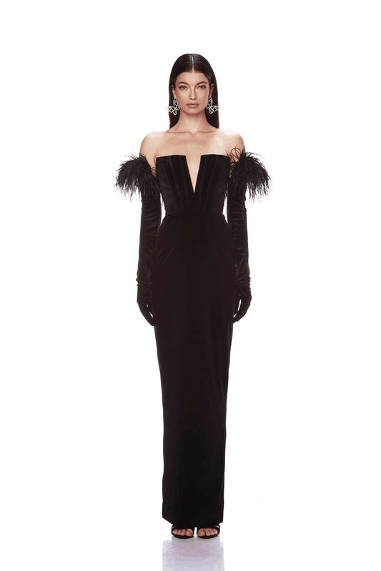 Dress Feather Tube Top Bandage Long Dress
